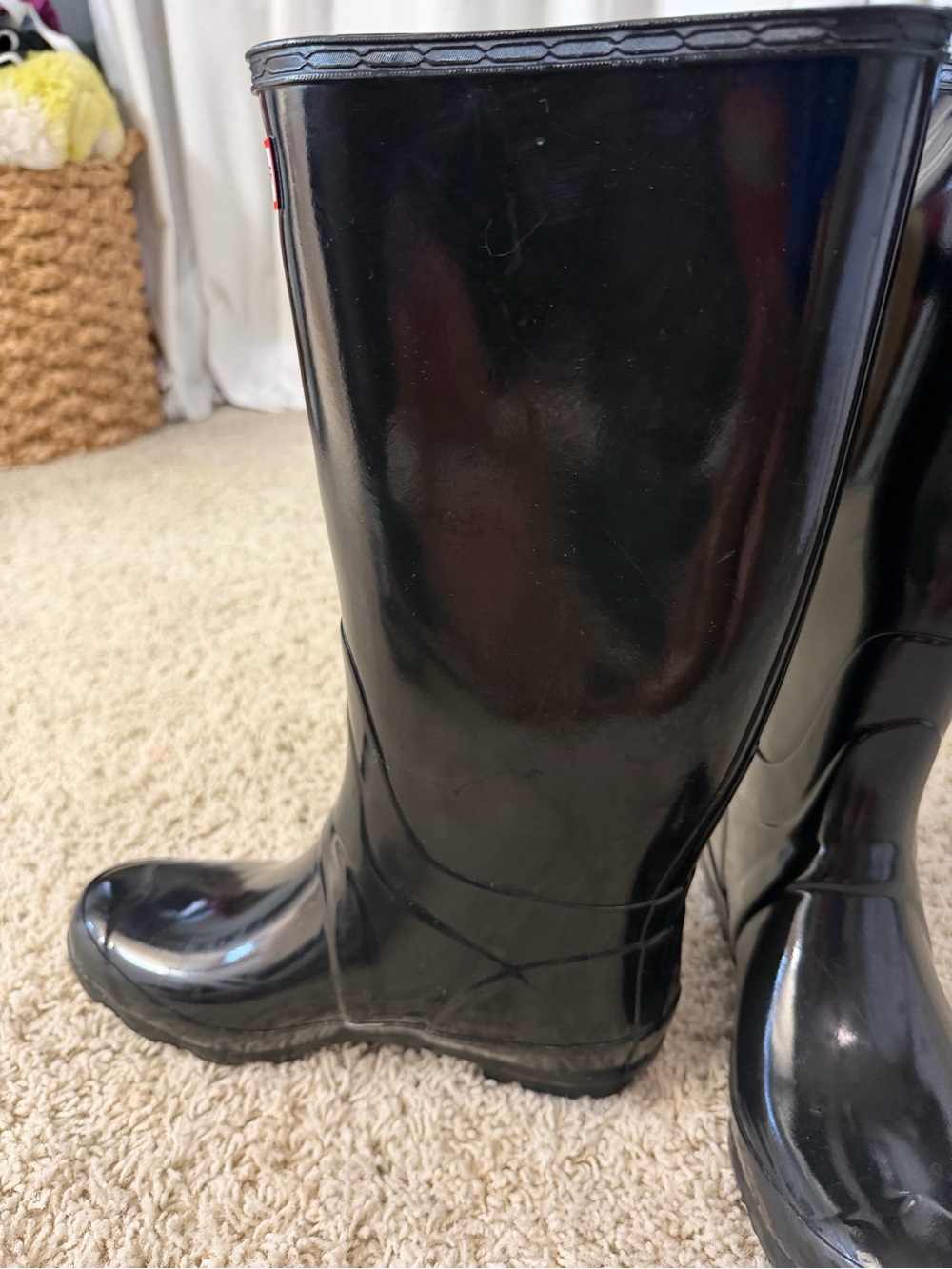 Hunter Gloss Black Tall Rain Boots (with liner) - size 8 - Picture 8 of 16